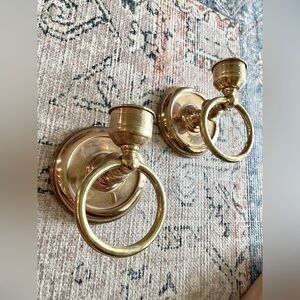 Vintage brass candle sconce pair